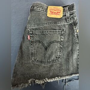 Levi's Charcoal Denim Frayed Shorts